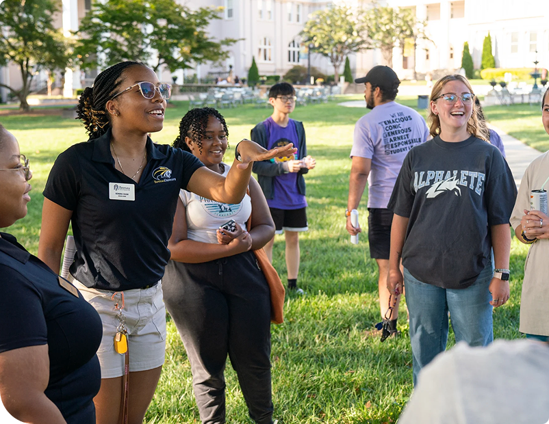 Students preparing for a campus tour