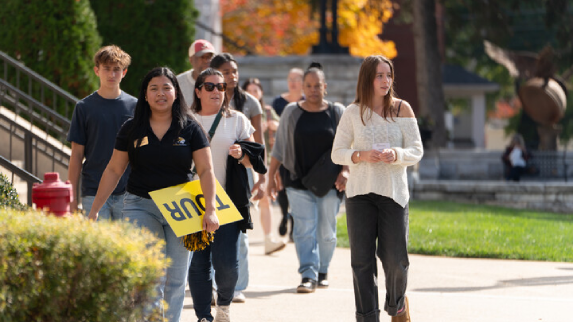 Students walking on campus