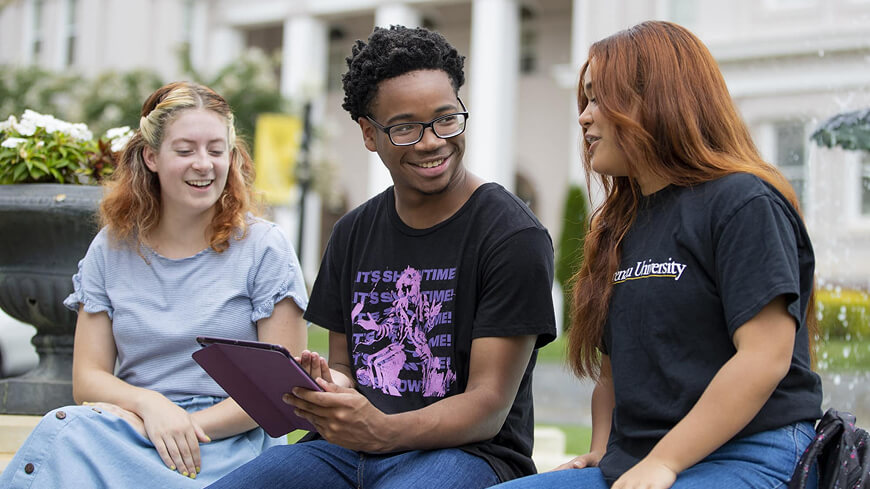 Students on campus chatting